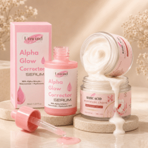 Bright & Correct 2-Step Routine – Alpha Glow Corrector Serum 30ml + Kojic Acid Brightening Cream 50g