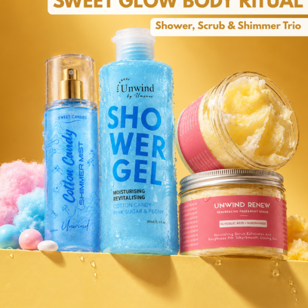 Sweet Glow Body Ritual – Shower, Scrub & Shimmer Trio