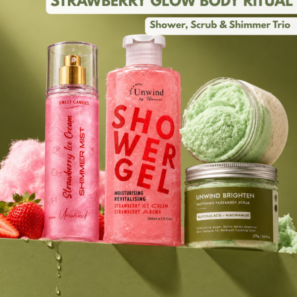Strawberry Glow Body Ritual – Shower, Scrub & Shimmer Trio