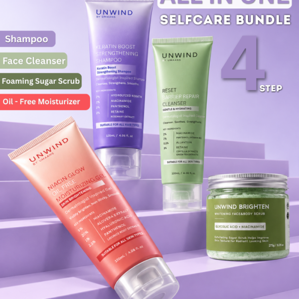 UNWIND All-in-One Selfcare Bundle – 4-Step Hair, Face & Body Care Routine